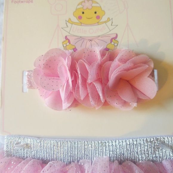 LITTLE CUTIES 3 piece set. Size 0-6mos. Tutu, headwrap, footwrap. NWT - Picture 4 of 16